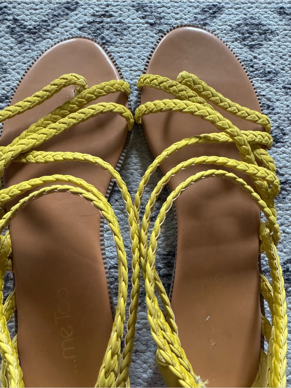 me too Yellow Braided Strappy Sandals women’s size 9 - Picture 2 of 6